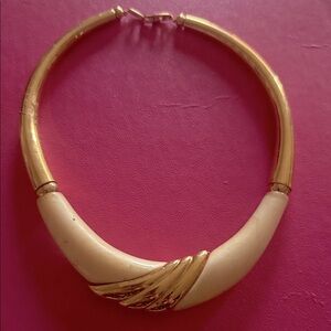 Vintage Napier{Signed} Elegant Gold and Cream Faux Ivory Women's Necklace